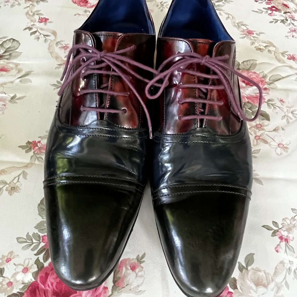 Men’s Ted Baker leather Derby’s shoes burgundy men shoes navy blue shoes - Picture 6 of 10